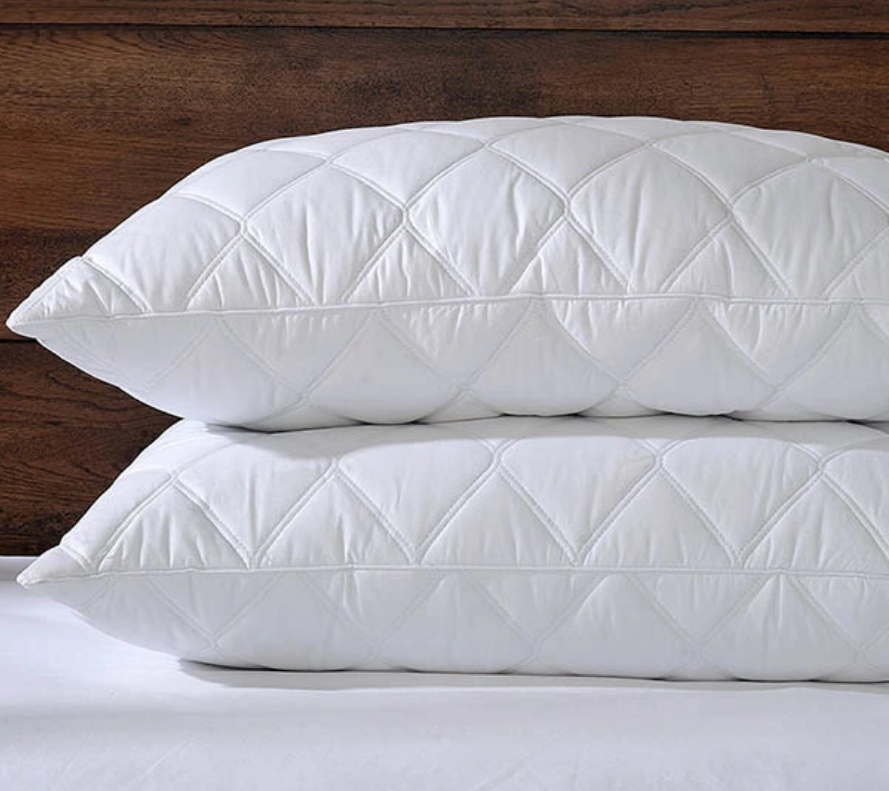 Luxury Pillow 2 Pack With Quilted Cover Hotel Quality Bed Pillows Soft Down Alternative Filled Best for Side, Stomach and Back Sleeper