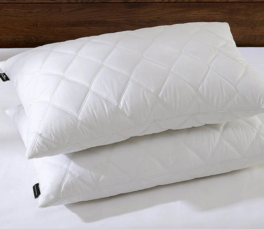 Luxury Pillow 2 Pack With Quilted Cover Hotel Quality Bed Pillows Soft Down Alternative Filled Best for Side, Stomach and Back Sleeper