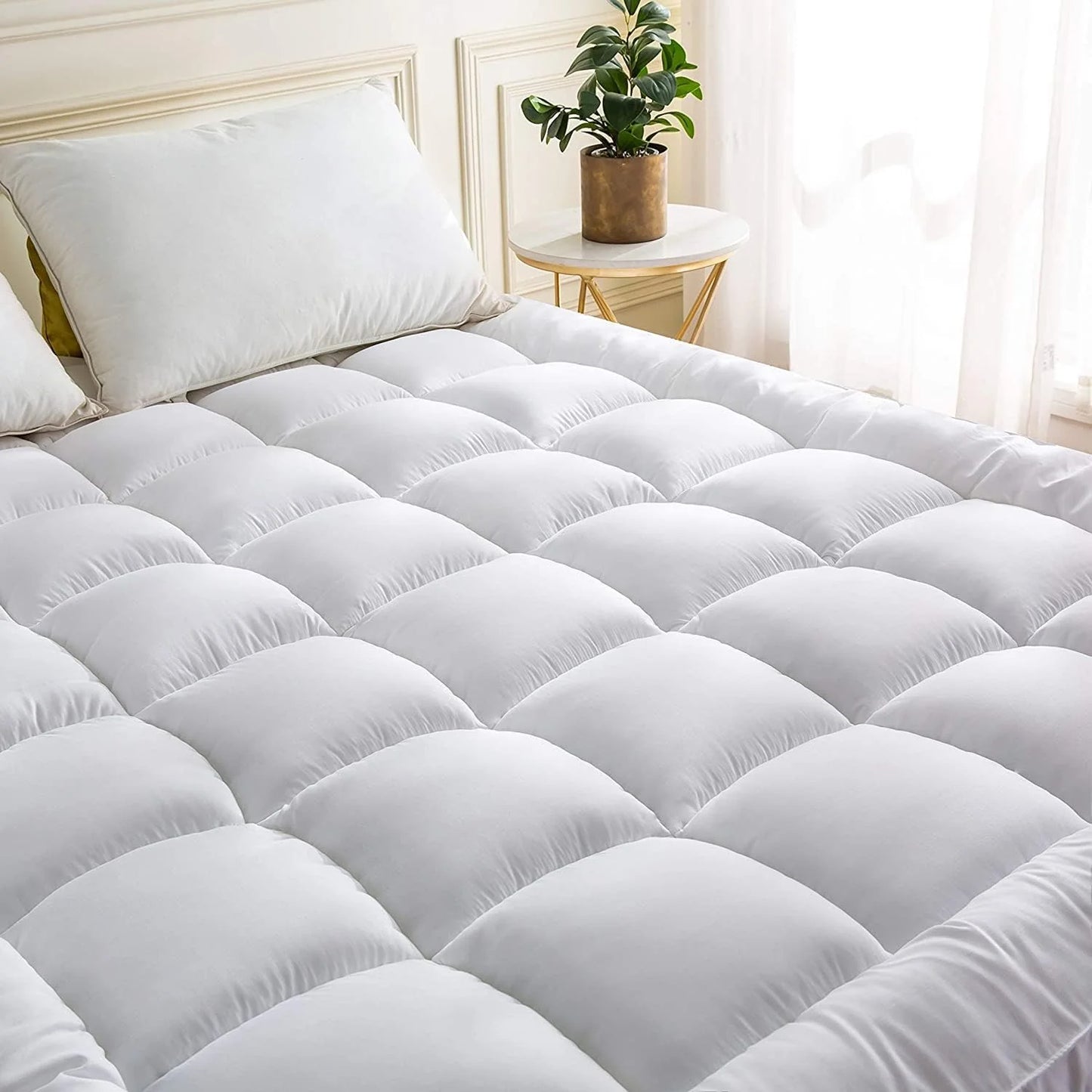 MATTRESS TOPPER 10CM THICK SUPER SOFT & FLUFFY WITH ELASTIC STRAPS SINGLE DOUBLE KING & SUPER KING SIZES